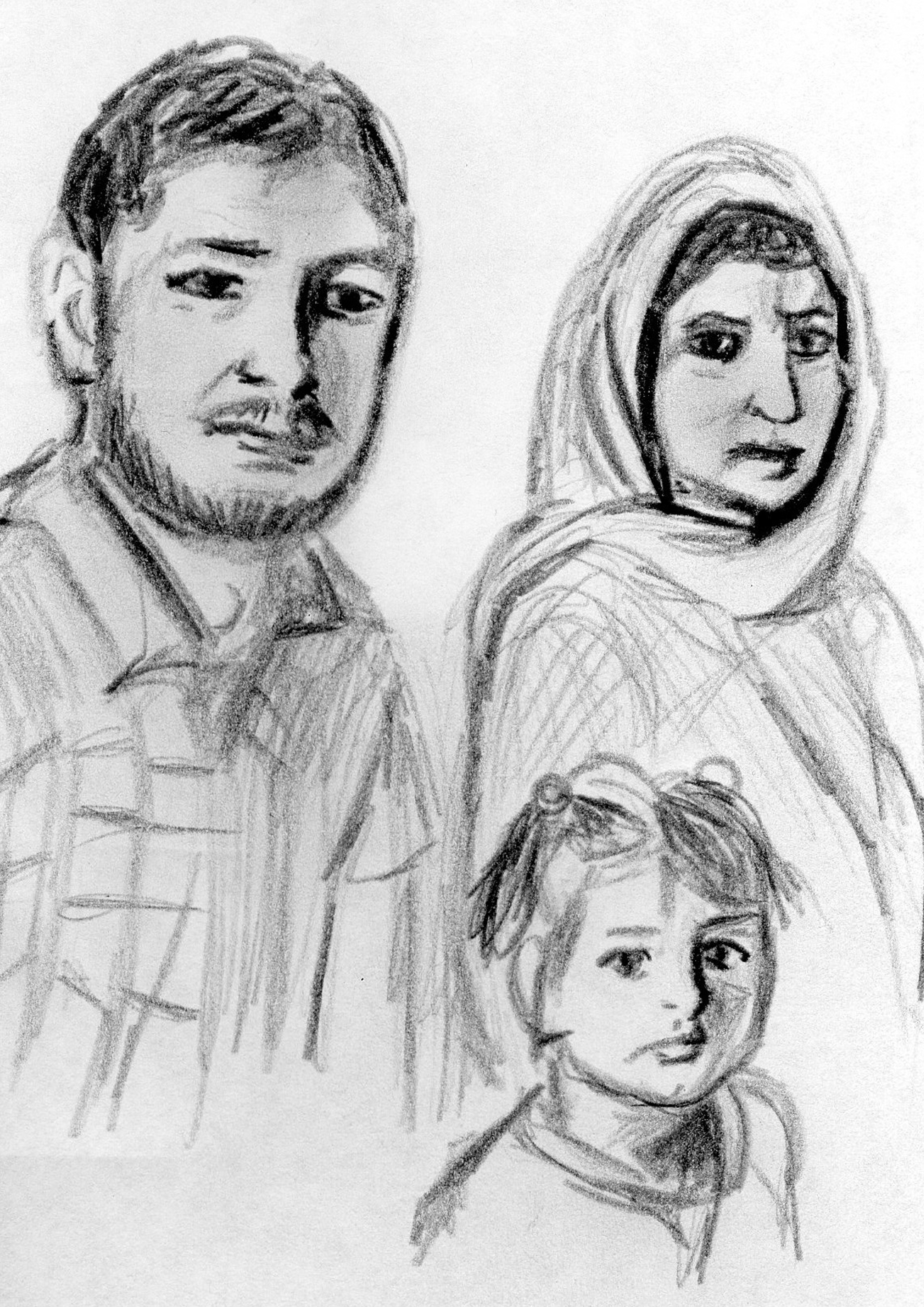 Familie Bakthan (Zeichnung: Amanda Müller)